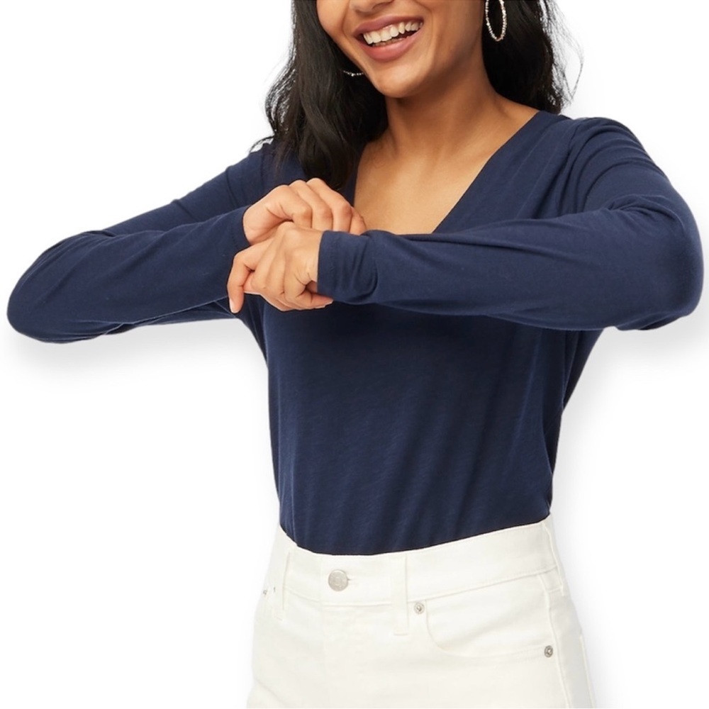 J. Crew Perfect Fit Tee Navy cotton large EUC